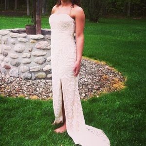 Rose vintage beaded prom dress